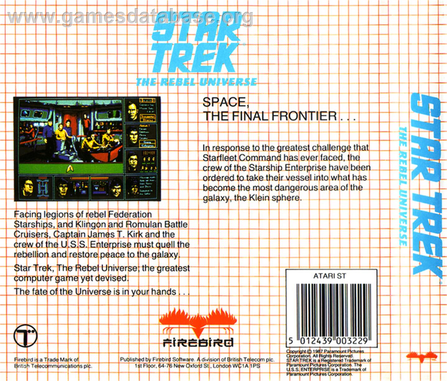 Star Trek The Rebel Universe - Atari ST - Artwork - Box Back