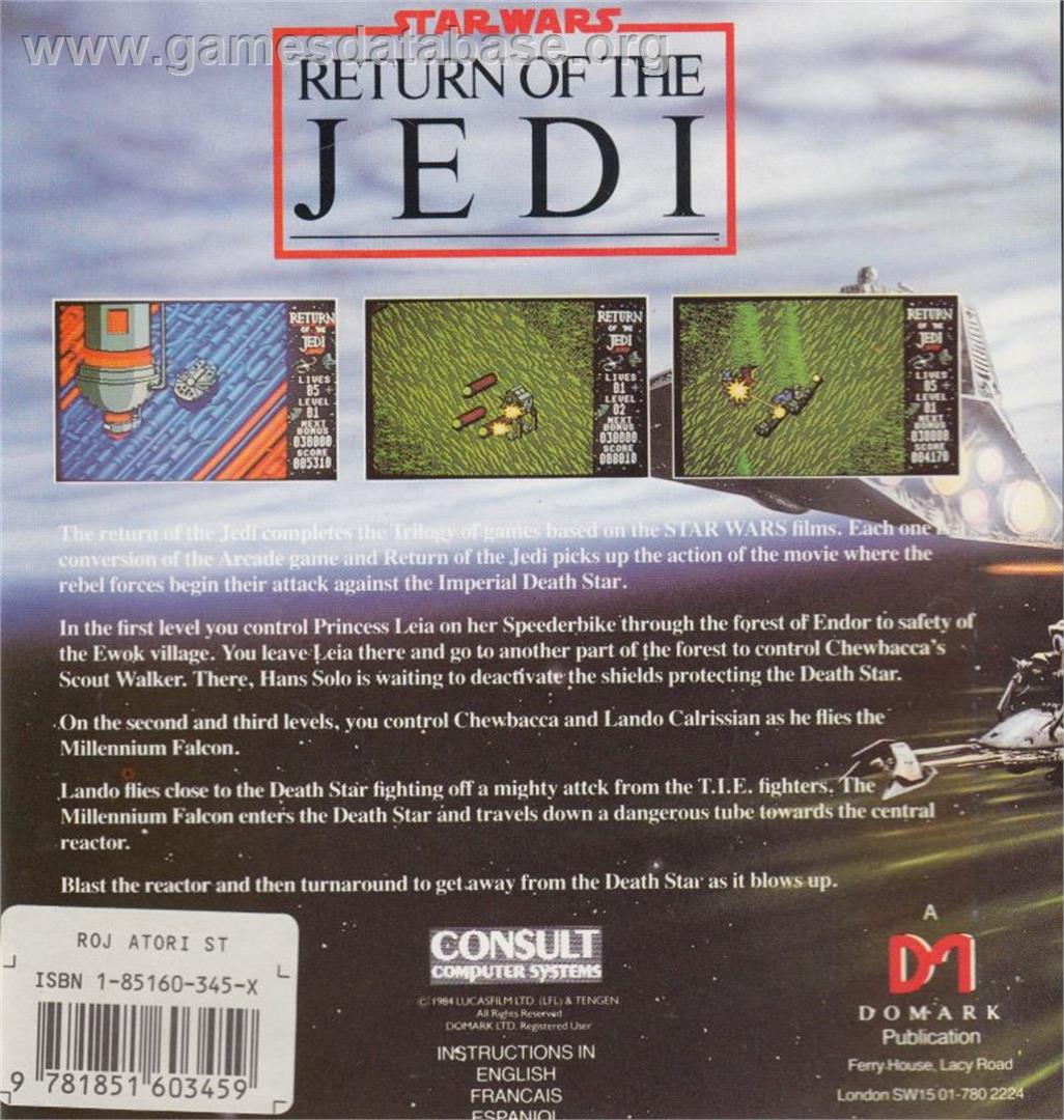 Star Wars: Return of the Jedi - Atari ST - Artwork - Box Back