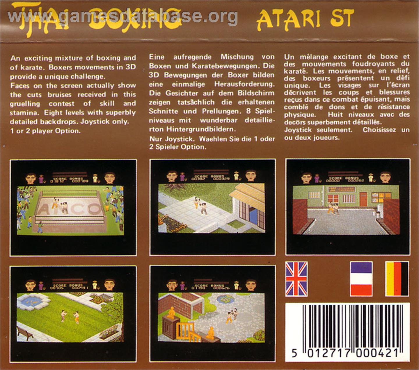 Thai Boxing - Atari ST - Artwork - Box Back
