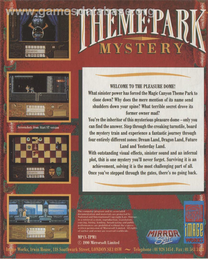 Theme Park Mystery - Atari ST - Artwork - Box Back