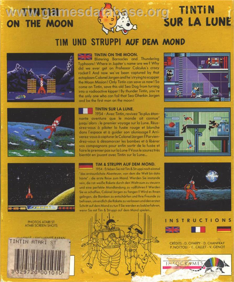 Tintin on the Moon - Atari ST - Artwork - Box Back