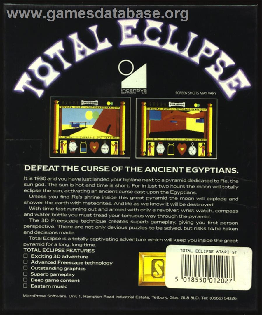 Total Eclipse - Atari ST - Artwork - Box Back