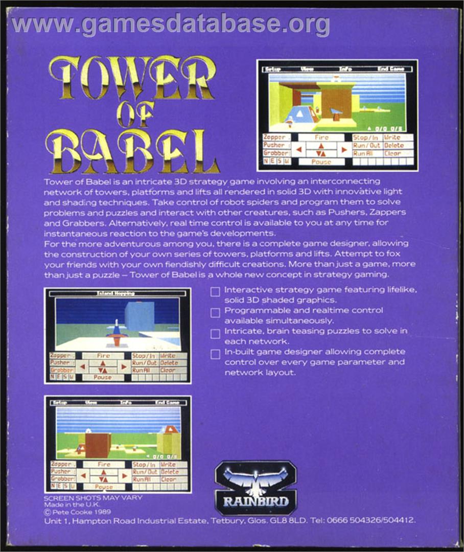 Tower of Babel - Atari ST - Artwork - Box Back