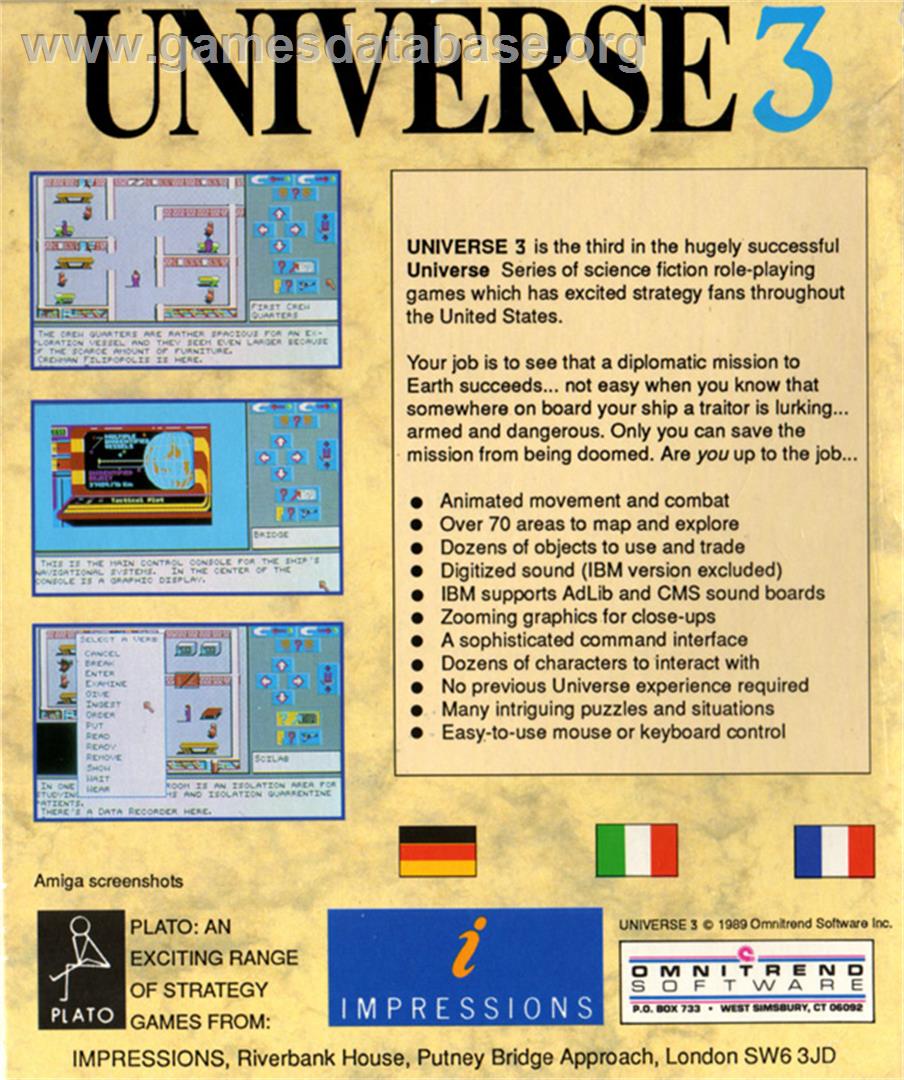 Universe 3 - Atari ST - Artwork - Box Back