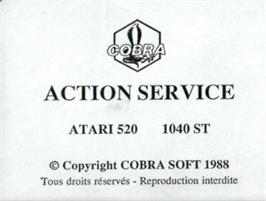 Top of cartridge artwork for Action Pack on the Atari ST.