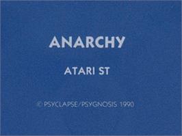 Top of cartridge artwork for Anarchy on the Atari ST.
