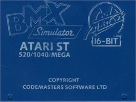 Top of cartridge artwork for BMX Simulator on the Atari ST.