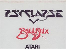 Top of cartridge artwork for Ballistix on the Atari ST.