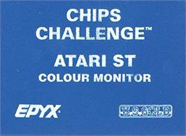 Top of cartridge artwork for Chip's Challenge on the Atari ST.