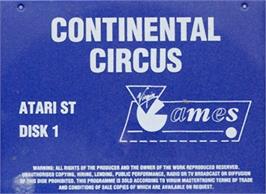 Top of cartridge artwork for Continental Circus on the Atari ST.