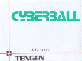 Top of cartridge artwork for Cyberball on the Atari ST.