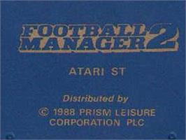 Top of cartridge artwork for Football Manager 2 on the Atari ST.