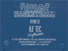 Top of cartridge artwork for Future Basketball on the Atari ST.