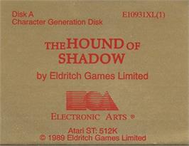 Top of cartridge artwork for Hound of Shadow on the Atari ST.