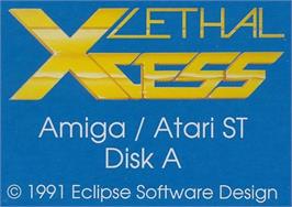 Top of cartridge artwork for Lethal Xcess: Wings of Death 2 on the Atari ST.