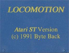 Top of cartridge artwork for Loco-Motion on the Atari ST.