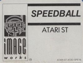 Top of cartridge artwork for Speedball on the Atari ST.