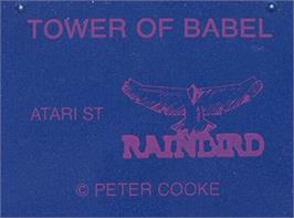 Top of cartridge artwork for Tower of Babel on the Atari ST.