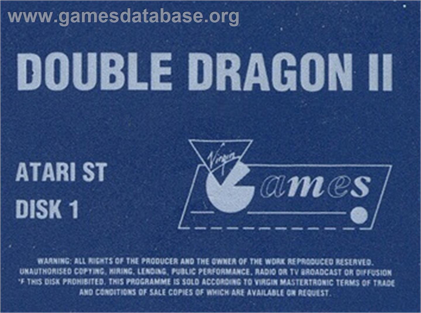Double Dragon II - The Revenge - Atari ST - Artwork - Cartridge Top