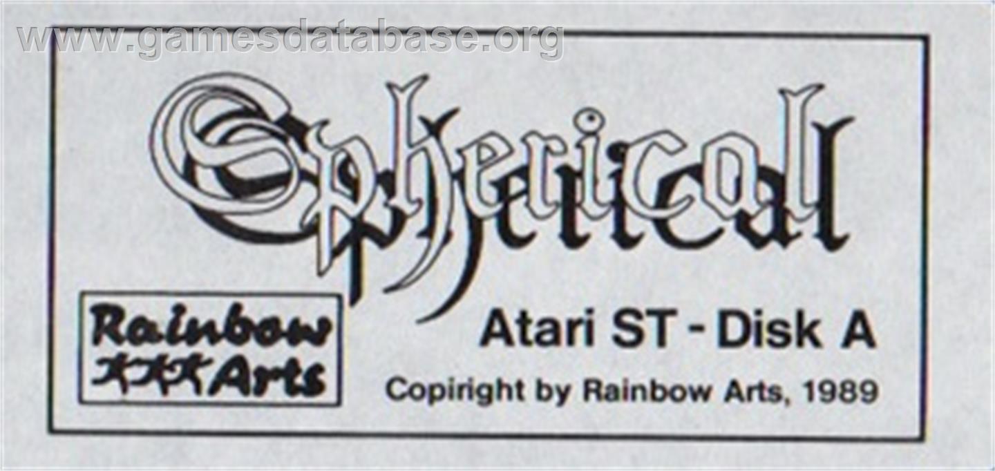 Spherical - Atari ST - Artwork - Cartridge Top
