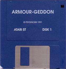 Artwork on the Disc for Armour-Geddon on the Atari ST.