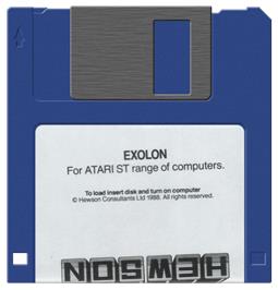 Artwork on the Disc for Exolon on the Atari ST.