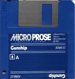 Artwork on the Disc for Gunship on the Atari ST.