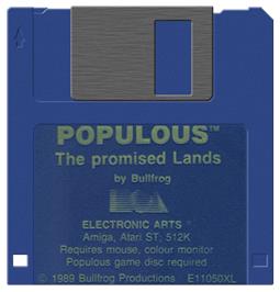Artwork on the Disc for Populous: The Promised Lands on the Atari ST.
