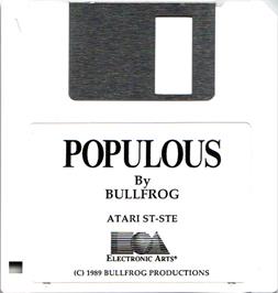 Artwork on the Disc for Populous on the Atari ST.
