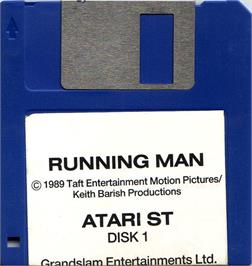 Artwork on the Disc for Running Man on the Atari ST.