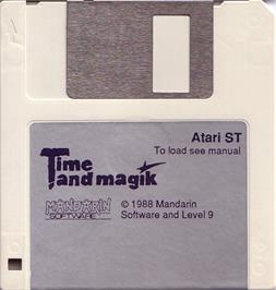 Artwork on the Disc for Time and Magik: The Trilogy on the Atari ST.