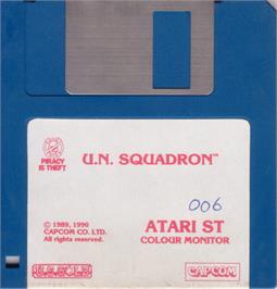 Artwork on the Disc for U.N. Squadron on the Atari ST.