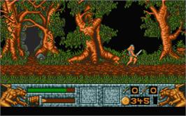 In game image of Barbarian 2 on the Atari ST.