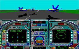 In game image of Blue Angels: Formation Flight Simulation on the Atari ST.