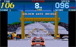 In game image of Cisco Heat: All American Police Car Race on the Atari ST.