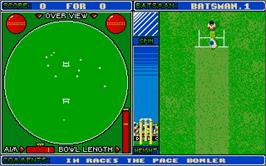 In game image of Cricket Captain on the Atari ST.