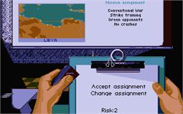 In game image of F-19 Stealth Fighter on the Atari ST.