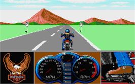 In game image of Harley-Davidson: The Road to Sturgis on the Atari ST.
