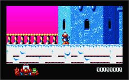 In game image of James Pond 2: Codename: RoboCod on the Atari ST.