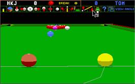 In game image of Jimmy White's Whirlwind Snooker on the Atari ST.