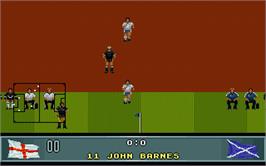 In game image of John Barnes' European Football on the Atari ST.