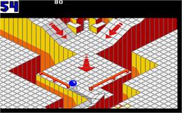 In game image of Marble Madness on the Atari ST.