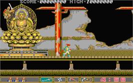 In game image of Ninja Spirit on the Atari ST.