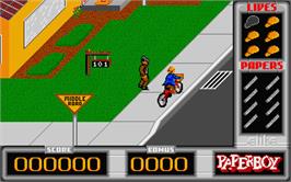 In game image of Paperboy on the Atari ST.