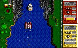 In game image of Pro Powerboat Simulator on the Atari ST.