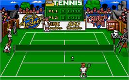 In game image of Pro Tennis Simulator on the Atari ST.