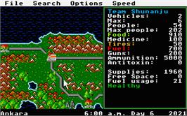 In game image of Roadwar Europa on the Atari ST.