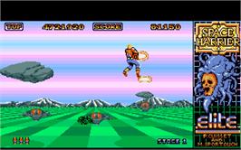 In game image of Space Harrier on the Atari ST.