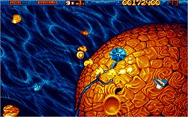 In game image of Star Dust on the Atari ST.