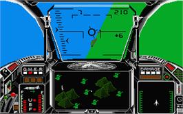 In game image of Strike Force Harrier on the Atari ST.